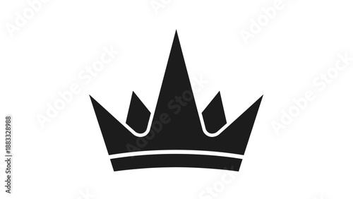 A minimalist black crown design against a white background, symbolizing royalty