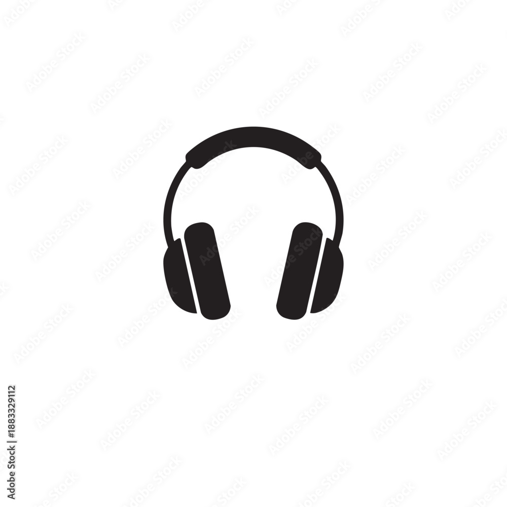 Fototapeta premium Black headphones with ear cups and headband audio music