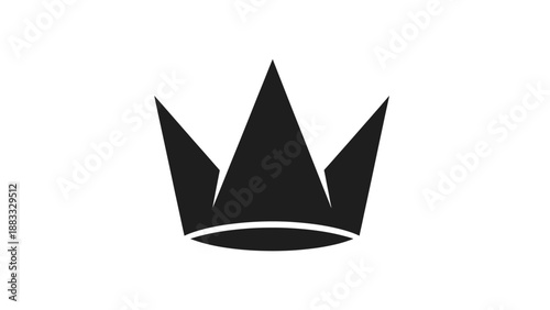 Simple illustration of a stylized crown. Black shape on white background, sharp peaks, curved base