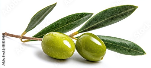Wallpaper Mural The olive branch with glossy green olives and fresh leaves on white background Torontodigital.ca