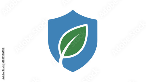 A shield with a leaf icon, symbolizing nature and environmental protection