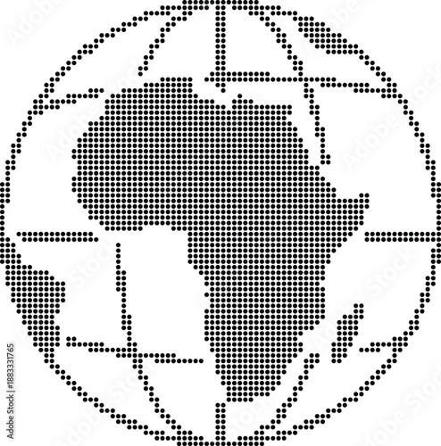 Dot Art Globe Illustration Africa Europe Asia Map Design Concept