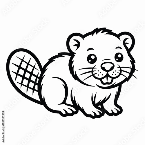 Playful beaver isolated on white background, Vector, illustration