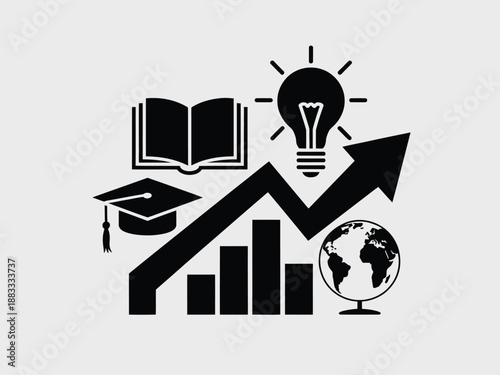 Educational growth and innovation isolated on white background, Vector, illustration