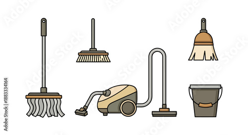 Home Cleaning Tools Set with Mop Broom Vacuum Cleaner and Brush for Household Chores and Tidying Up