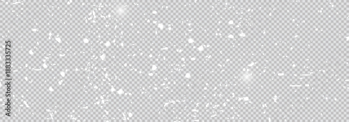 Winter blizzard. Snowflakes falling down. Snowy air flow. Realistic vector illustration isolated on a transparent background.