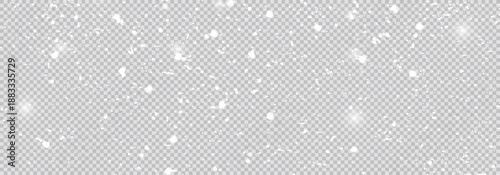 Winter blizzard. Snowflakes falling down. Snowy air flow. Realistic vector illustration isolated on a transparent background.
