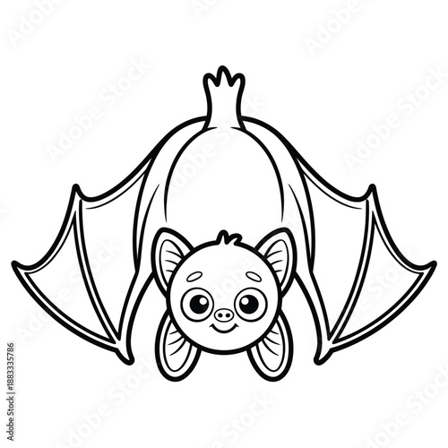 Cute bat hanging upside down isolated on white background, Vector, illustration