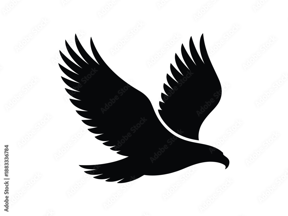 Obraz premium Soaring eagle silhouette isolated on white background, Vector, illustration