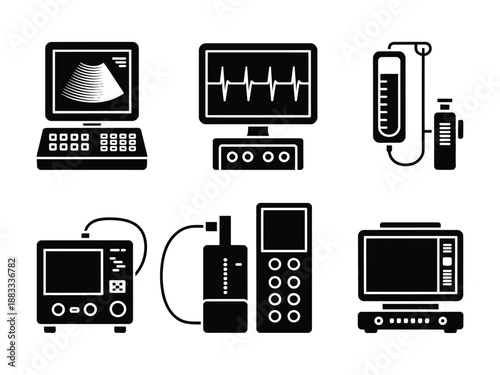 Advanced medical monitoring devices isolated on white background, Vector, illustration