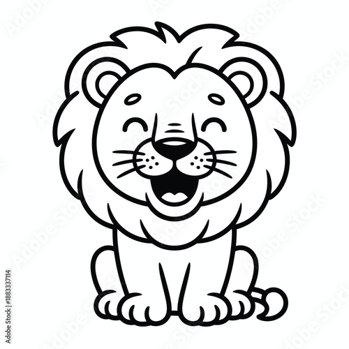 Cartoon lion smiling isolated on white background, Vector, illustration