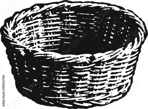woven wicker basket with textured design empty container for storage and carrying