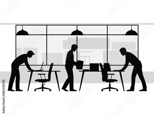 Team working collaboratively in modern office isolated on white background, Vector, illustration