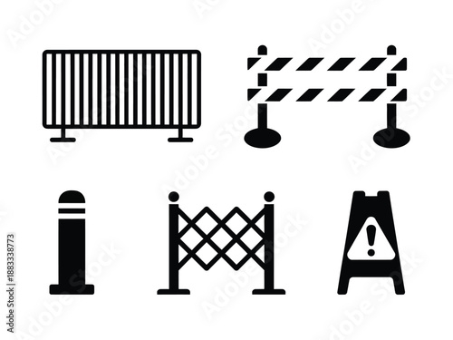 Various barrier and safety symbols isolated on white background, Vector, illustration