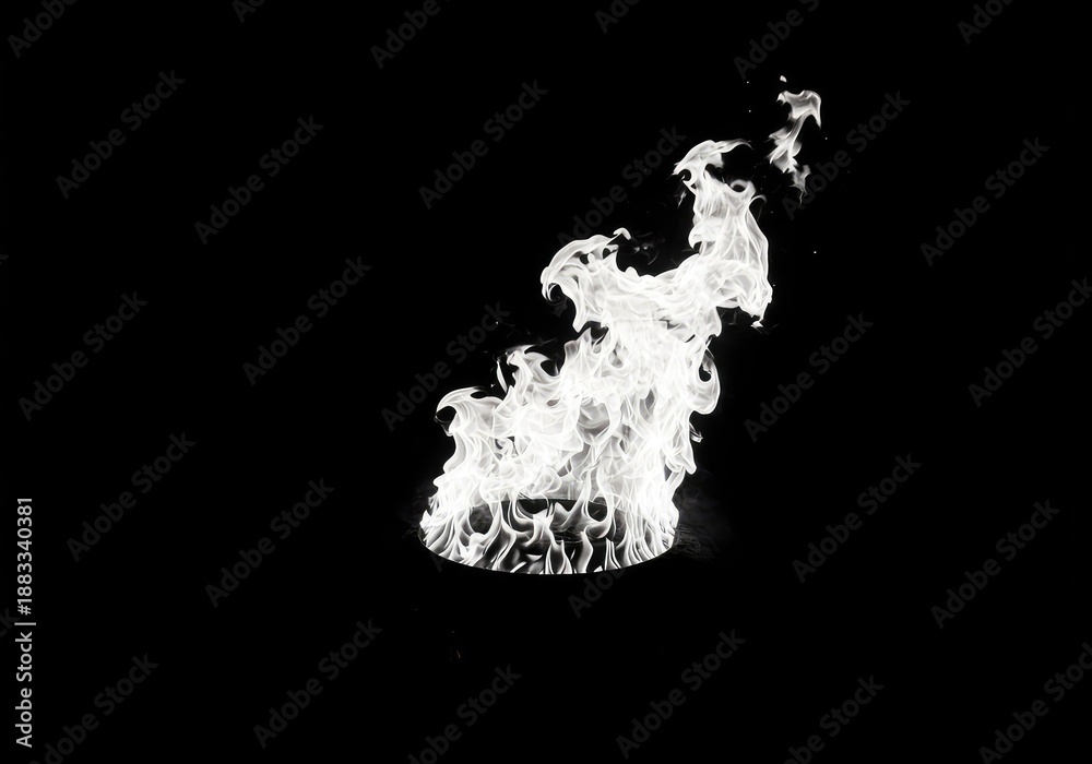 Obraz premium Blindingly bright white flame consuming a dark void, representing extreme heat, intense energy, rapid combustion, and transformation ,bright ,void ,mystical