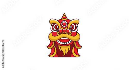 Colorful Traditional Lion Dance Head