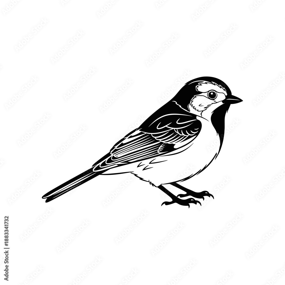 Obraz premium Home sparrow, Illustration of a Songbird, elegance of a songbird is captured in a minimalist illustration, sparrow, nature