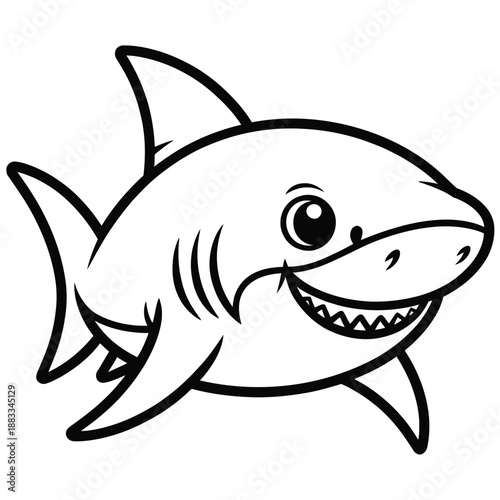 Cartoon shark smiling isolated on white background, Vector, illustration