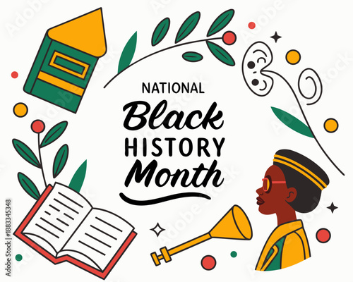 National Black History Month Vector Illustration, African American Heritage and Celebration Design