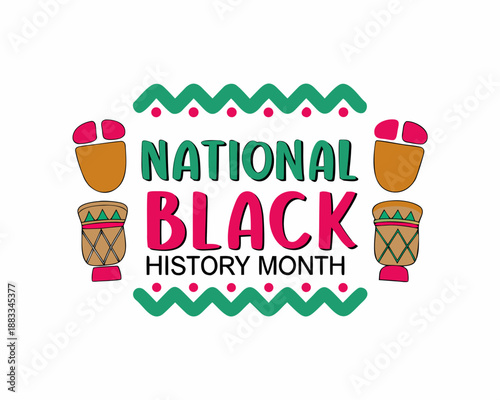 National Black History Month Vector Illustration, African American Leaders and Cultural Awareness Design