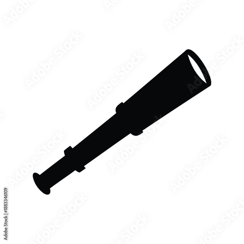 Black silhouette of a telescope for stargazing and pirate adventures in space