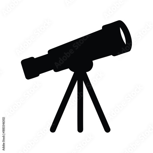Silhouette of a telescope on a tripod, ready for astronomical observation