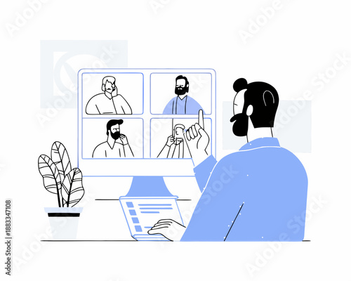 a person participating in a video conference call on a computer screen