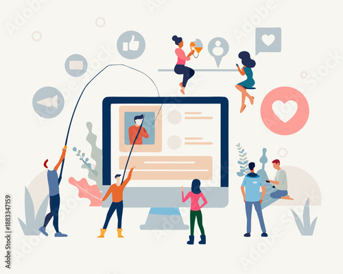 people engaging with social media fishing for likes and attention online