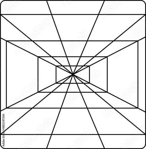 Bild auf Leinwand Abstract perspective tunnel, line art vector, depth illusion design