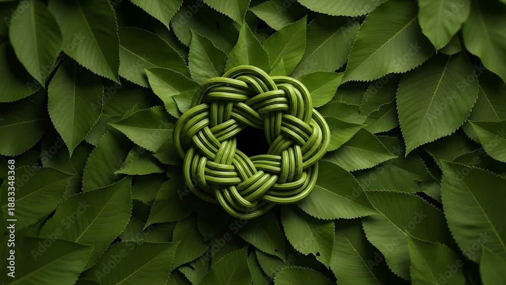 Fototapeta premium Saint brigid's day wreath on green leaves celebrating irish tradition and heritage on february 1st with symbolism and craftsmanship