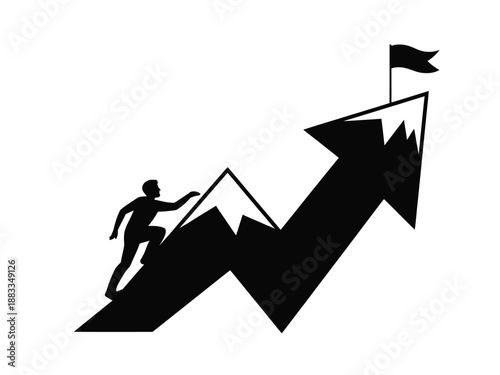 Climbing to success isolated on white background, Vector, illustration
