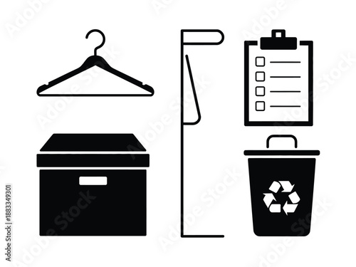 Organizing tools and supplies isolated on white background, Vector, illustration