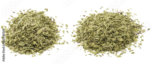 Pile of dried oregano leaves and marjoram spice herbs isolated on transparent background vector set