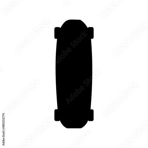 Simple vector graphic of a classic short skateboard shape silhouette