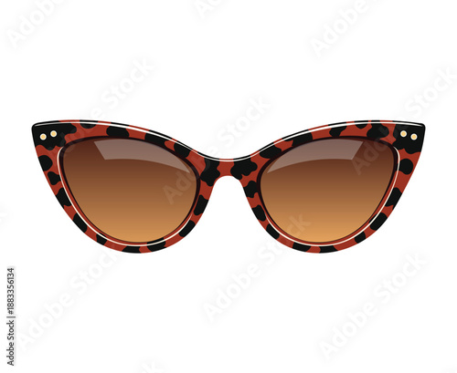 A illustration of fashionable leopard print cat eye sunglasses isolated on white background