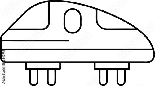High speed hover vehicle line art vector illustration on transparent background