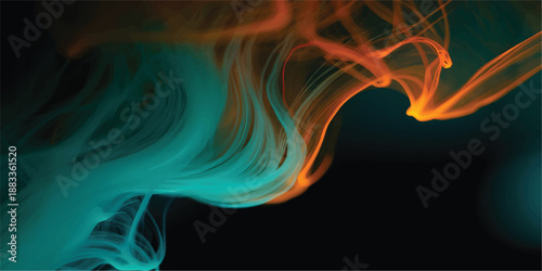 Abstract colorful ink cloud explosion on black background artistic design