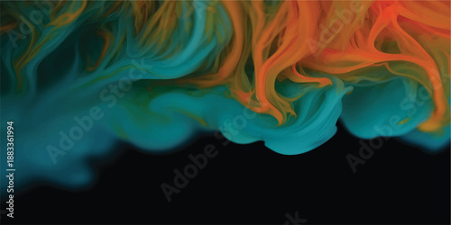Abstract colorful smoke swirls on black background. Possible use stock photo for design inspiration or abstract art