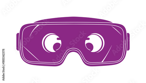 2D pixel-perfect 3D goggles icon, an isolated vector silhouette illustration that symbolizes VR, AR, and MR.