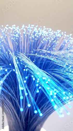 Vibrant Fiber Optic Strands Pulsating with Digital Light and Energy.