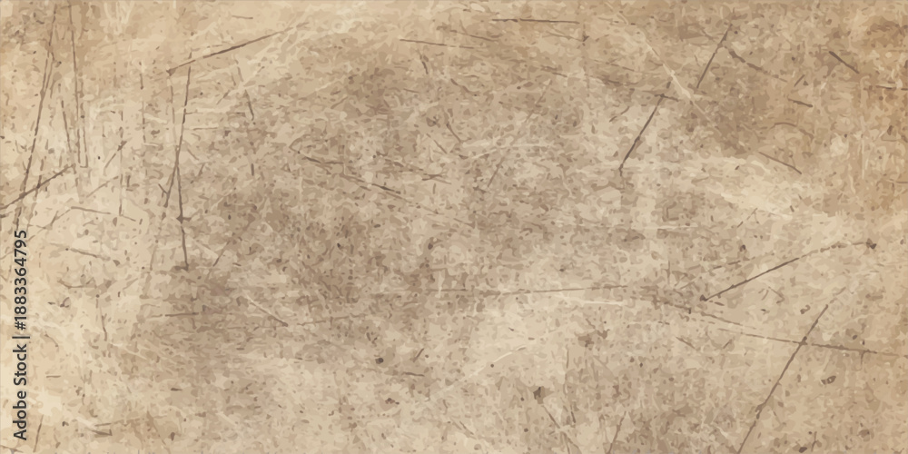 Fototapeta premium A vintage parchment backdrop featuring an old paper texture with dry grass accents and a worn, grungy brown pattern for an antique design