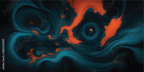 Abstract smoke patterns in orange and teal colors