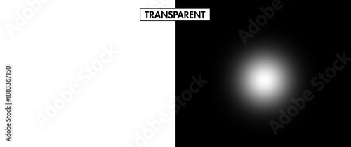 Foto soft white glowing orb with radial gradient blur effect on a split black and whi