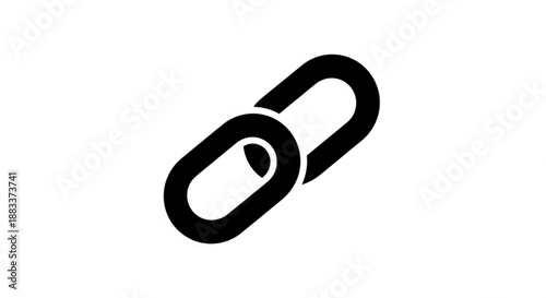 A minimalist vector graphic of a black chain link on a white background