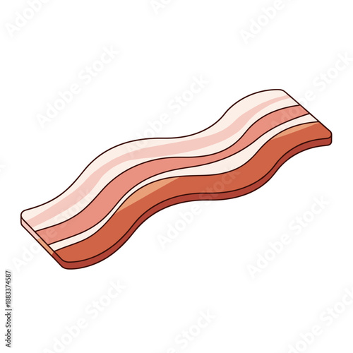 Bacon slice illustration in cartoon style with wavy pattern  