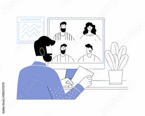 a man participating in a video conference call on a computer screen