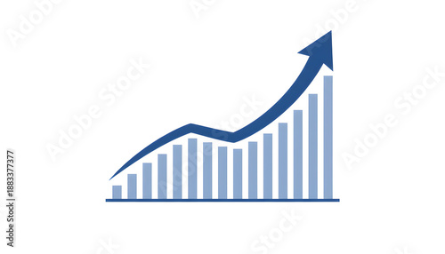 Blue upward trend graph with arrow isolated on a transparent background