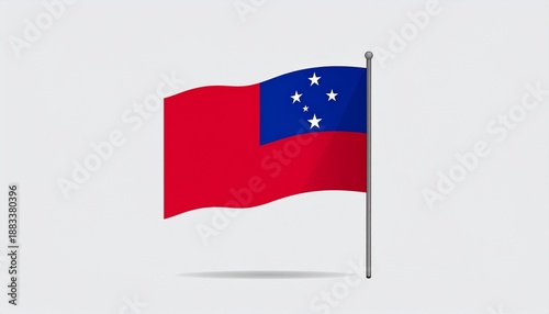 Free Download Samoa’s flag with red field, blue canton, and five white stars forming the Southern Cross—symbolizing courage, freedom, and purity. - GFXLoad