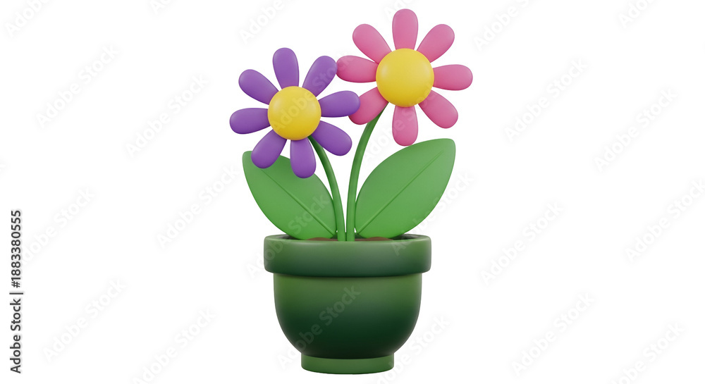 Obraz premium Beautiful flowers in green pot