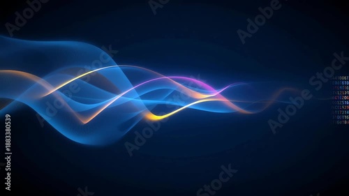 Multicolored Neon Light Waves on Dark Background